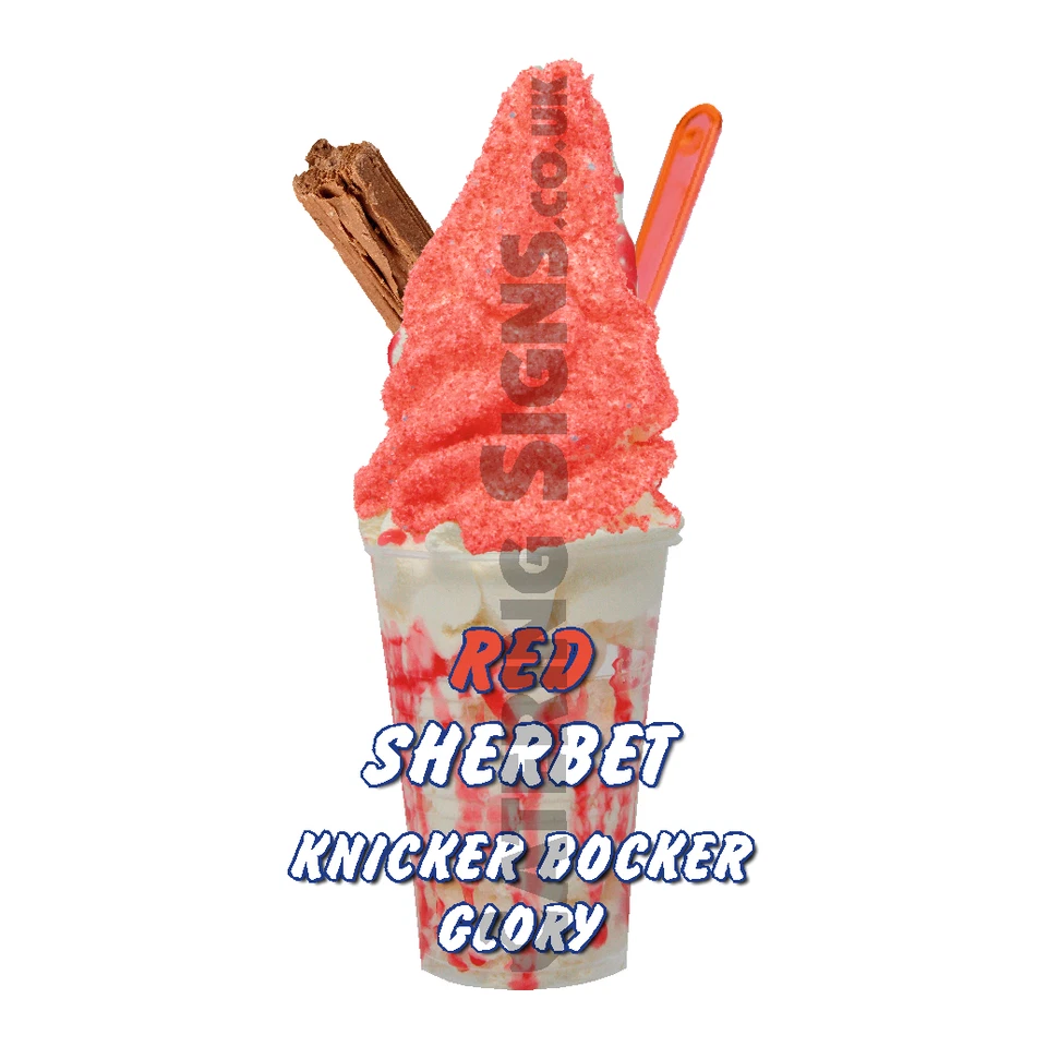 Red Sherbet KBG Knickerbocker Glory Whippy Ice Cream Sticker - 16cm die cut