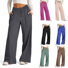 Damen Hoher Taille Weites Bein Freizeithose Sweatpants Jogginghose Baggy Hosen