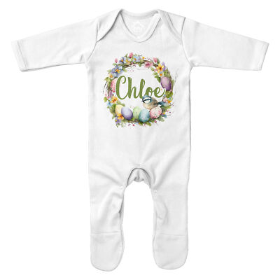 Personalisierter Osterkranz Strampler Baby 1. Sonntag individuell