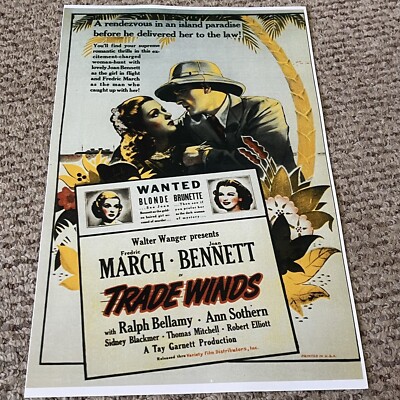 Trade Winds Fredric March Joan Bennett Sidney Blackmer Poster 11 x 17 (274)