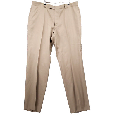 NWT - HUGO BOSS Men's JAMES BROWN Khaki Chino / Flat Front PANTS - 38R  Unhemmed
