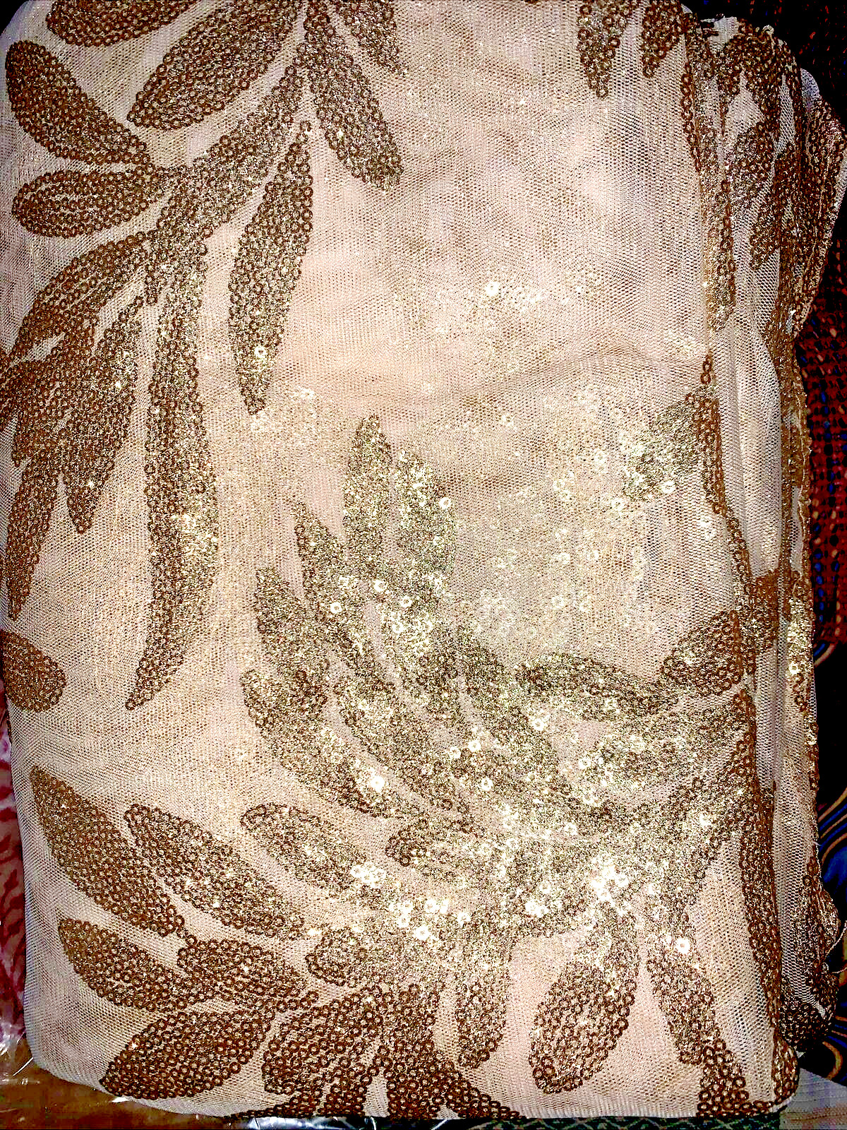Btf Home Rectangular Wedding Tablecloth, Gold Sequin, 90 X 1 32 Inches