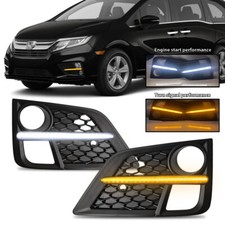 Fit 2018 2019 2020 Honda Odyssey Front Bumper Fog Light Covers Wturn Signal Led