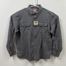 Wrangler Shirt Mens Large Gray Denim Relaxed Fit Long Sleeve Button Up