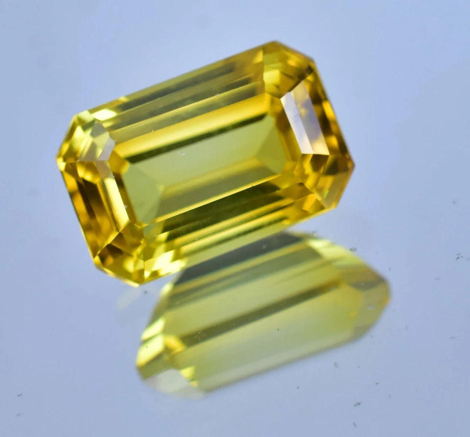 17.80 CT Natürlich Ceylon Gelb Saphir Makellos Smaragd Schliff Zertifiziert - Bild 3 von 4