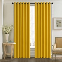 ROOEE Insulated Heavy Thick Blackout Curtains Eyelet Ring Top Pair Panel Curtain