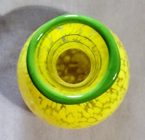 Vintage? Legras? Style Paint Spritzer gelb/grün Vase 8" hoch, ohne Marke in EUC - Bild 4 von 4