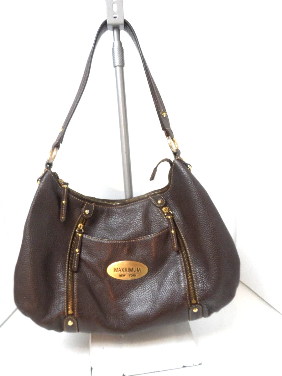 Maxx New York Womens Front Side Pocket 3 Section Shoulder Bag
