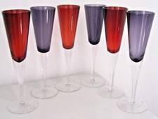 6x Rubinrot & Lila/Amethystfarbene konische S...
