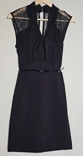 Black Lace Cocktail Party Fancy Dress by Guess with Belt Size 8