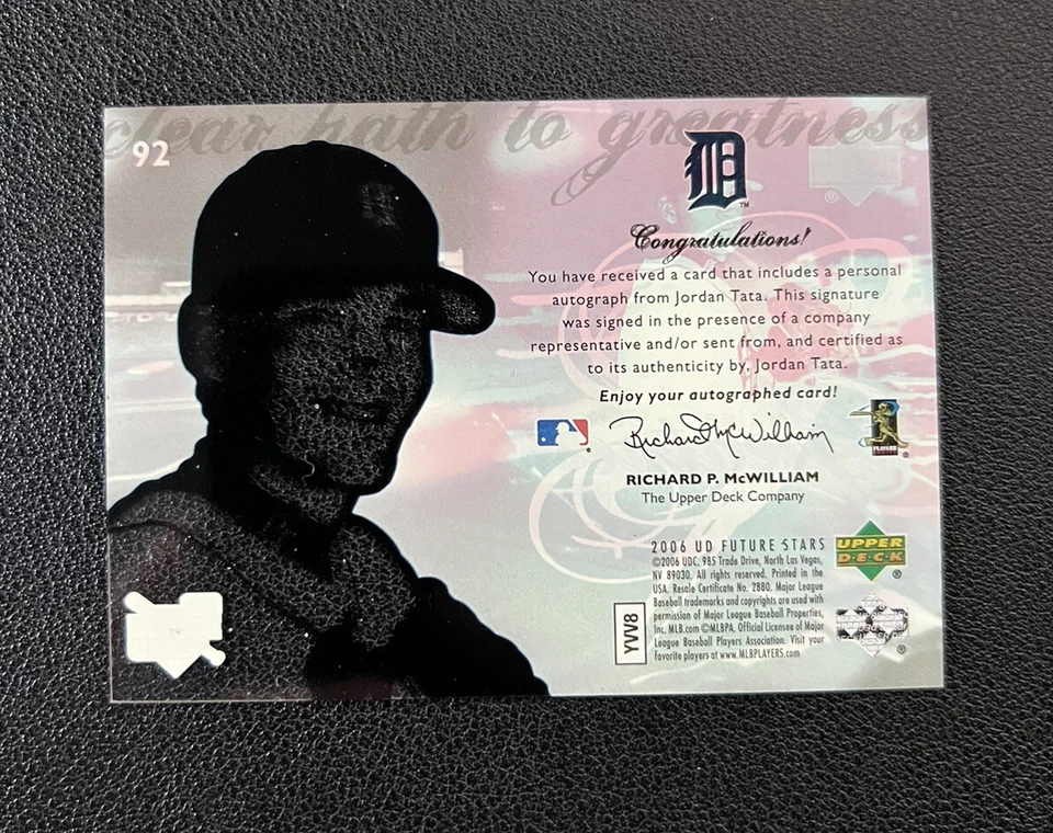 2006 Future Stars Clear Path to Greatness Signatures Jordan Tata Rookie Auto RC - Image 2 of 2