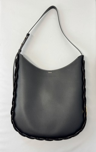 NWT CHLOE Grained Leather Large Darryl Hobo Bag Black + Pouch Adjustable Strap - Picture 6 of 20