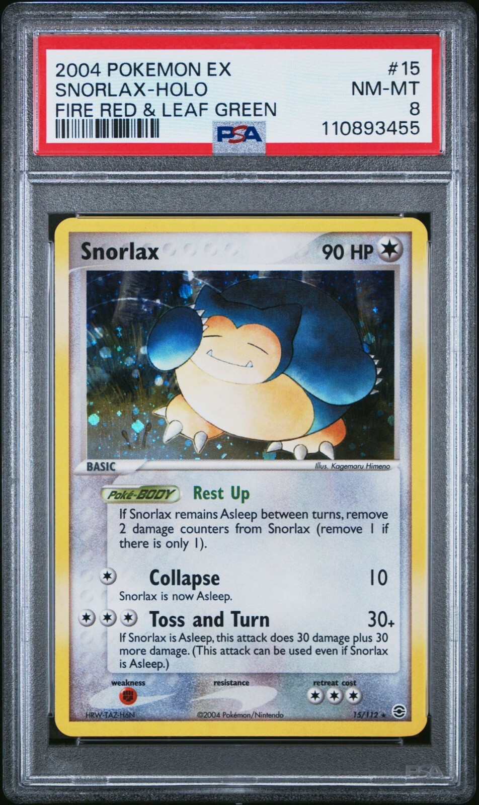 2004 Snorlax Holo PSA 8 EX Fire Red Leaf Green 15/112 Pokemon Card