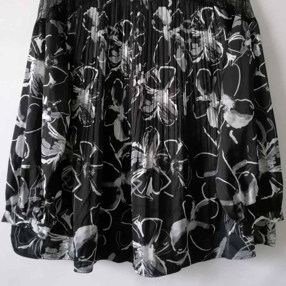 Blusa campesina floral manga globo negra Sunny Leigh para mujer talla 1X Foto 4 de 4