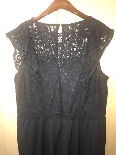 Xhilaration Lace Short Sleeve Wide Leg Black Ruffle Keyhole Jumpsuit XXL D2 - Picture 5 of 7