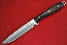 2015Busse Custom Long 4.75" Elmax Steak Knife .09" Thick, G10 G-rexed Curly Oak 
