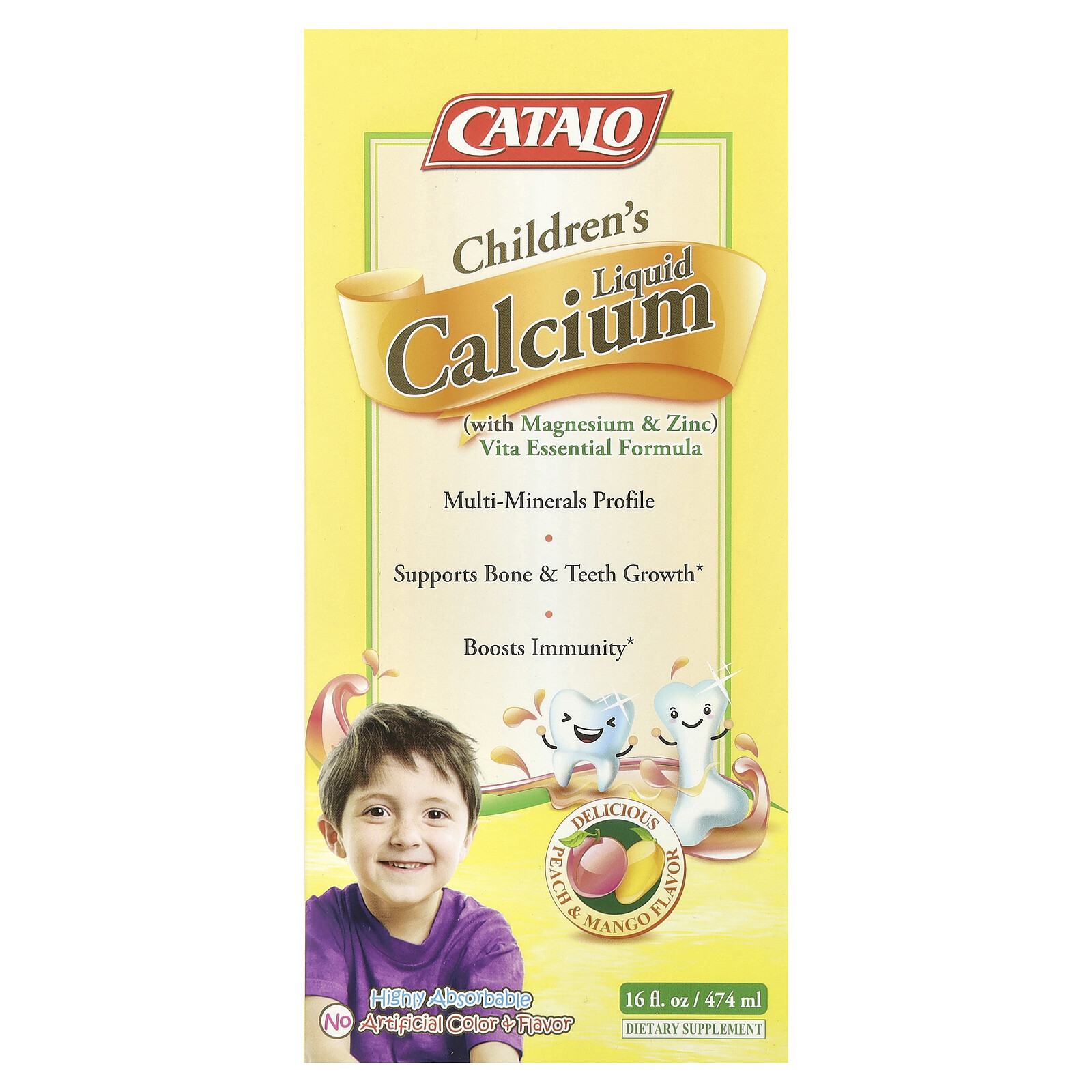 Детский жидкий кальций с магнием и цинком, персиком и манго, 16 жидких унций (474