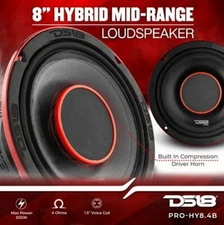 DS18 500 Watt 4-Ohm PRO 8" Hybrid Mid-Range Loudspeaker Built-in Driver Speaker