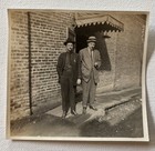 Antique Snapshot Photo 2 Young Men posing By Brick Building