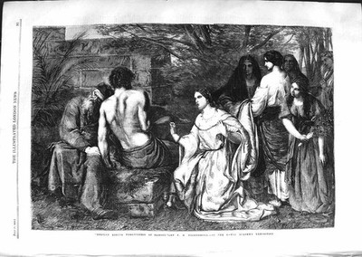 Alter antiker Druck 1859 Szene Delilah bittet um Vergebung Samson Fine Art 19.
