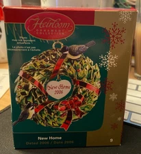 2006 Vintage Carlton Cards Heirloom Collection Ornament *New Home* Wreath w/bird
