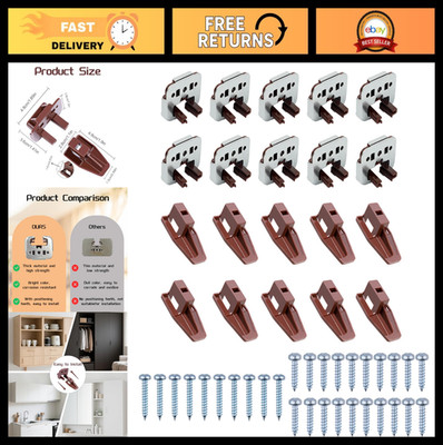 10 Sets Drawer Slide Track Guide Glide Replacement Parts for Dressers - Brown