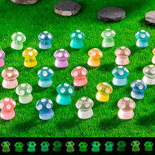 100Pcs Mini Mushroom Fairy Garden Accessories, Luminous Artificial Miniatures Bu