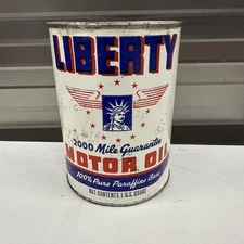 Vintage Liberty Motor Oil One Quart Can 2000 Mile Guarantee Philadelphia! 