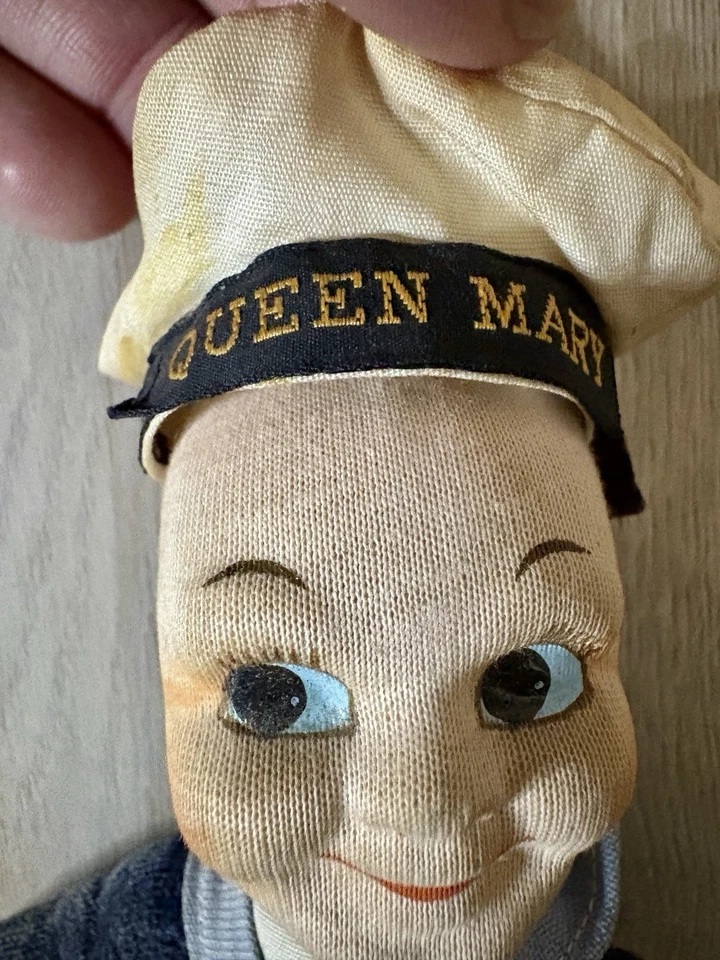Boneca Queen Mary Sailor década de 1930 8,5” lembrança marítima vintage navio de cruzeiro Cunard - Imagem 3 de 3