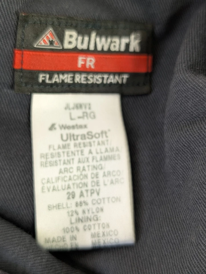 Bulwark FR Flame Resistant Work Jacket L-RG KAG Reflective Stripes USA - Image 4 of 4