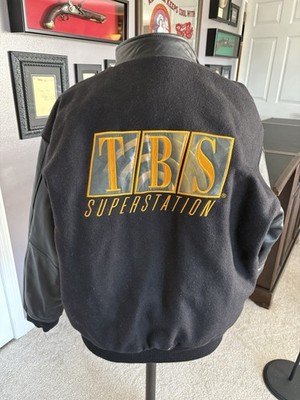 Vintage 90 s TBS Superstation Coat Jacket L/XL Saxon Leather Jacket, nice shape!