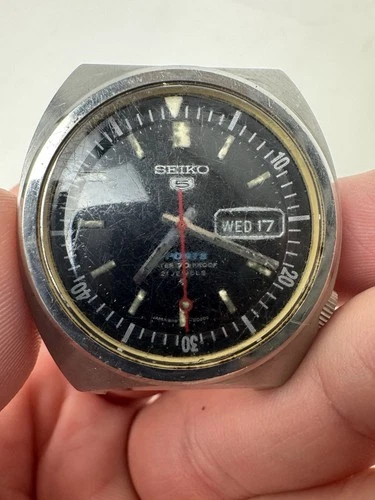 Vintage Seiko 5 Sports Automatic Watch 6119-6020- Ticking, Needs Service Refurb