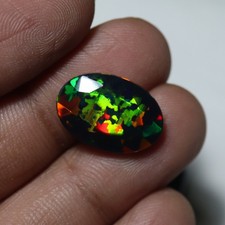4.5 Cts Echt AAA Flashy Feuer Geräuchert Schwarz Äthiopische Opal Oval Wendbar