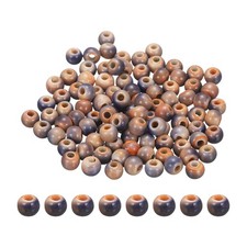 100Pcs 6mm Round Ceramic Porcelain Beads, Blue Orange