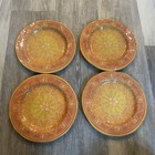 Melamine 9” Salad Plates Set Of 4 Orange Yellow Summertime  Leaf Pattern
