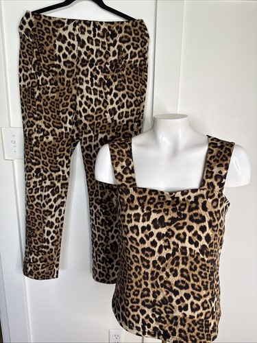 Joseph Ribkoff Size 10 Animal Print 2 Piece Pull On Pants & Tank Top Outfit