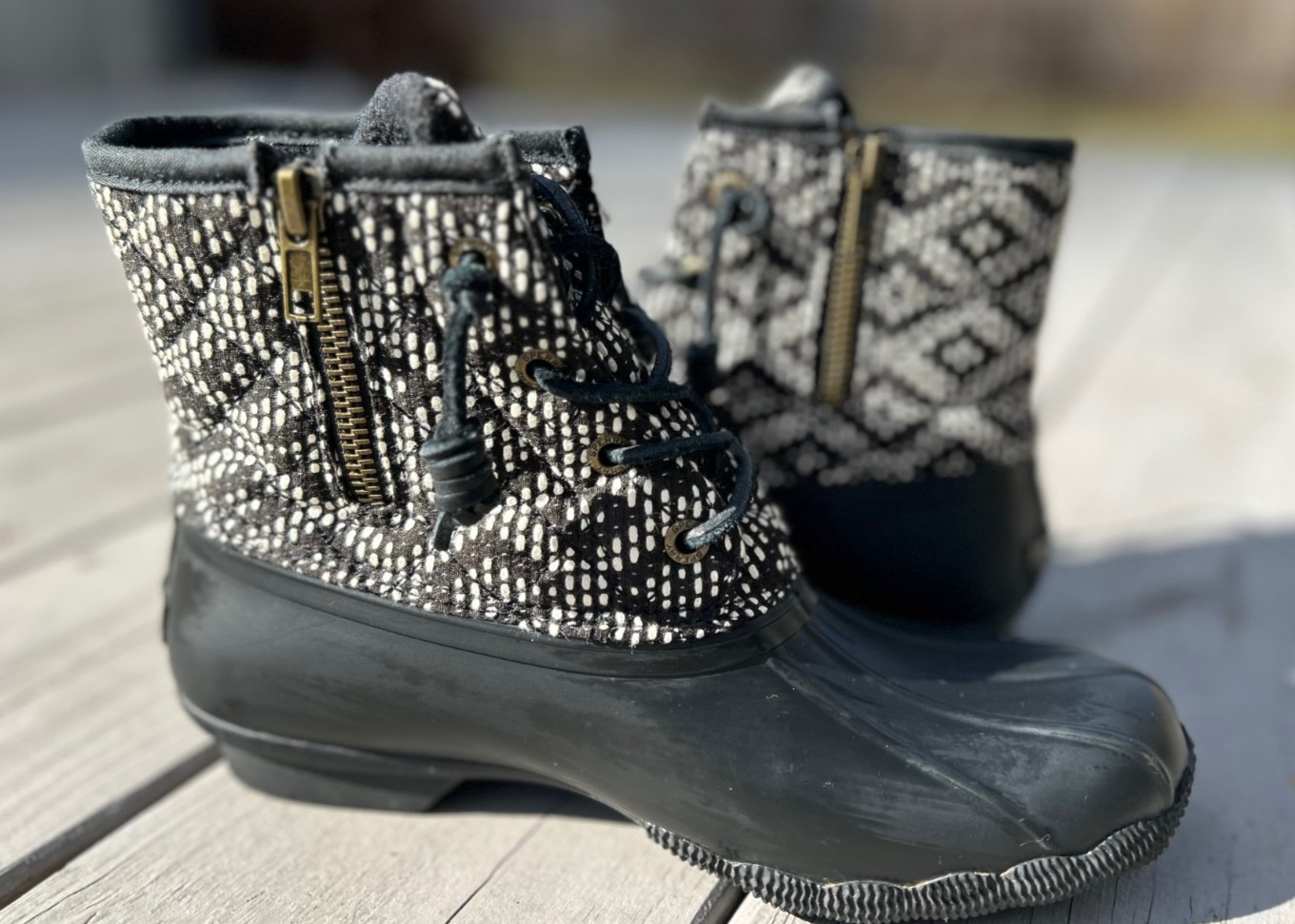 Sperry~Saltwater~Duck Boots~Womens 6~Black Canvas~Round Toe~Quilted~STS95348 image 3