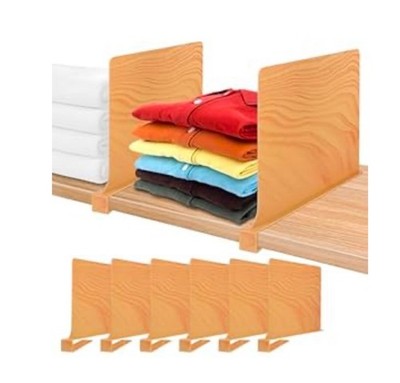 NEW OPEN BOX 6-Pack Shelf Dividers for Closet Organization Acrylic Natural Color