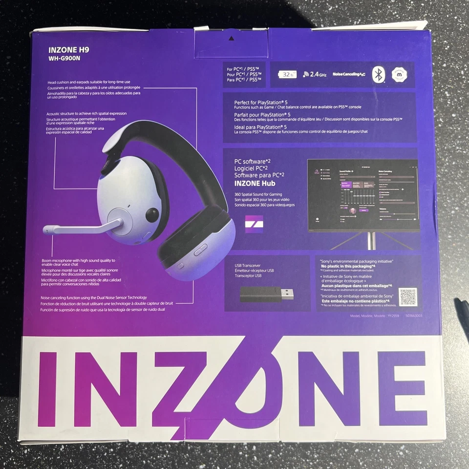 Sony - INZONE H9 Wireless Noise Canceling Gaming Headset - White [WHG900N/W] - Image 2 of 4