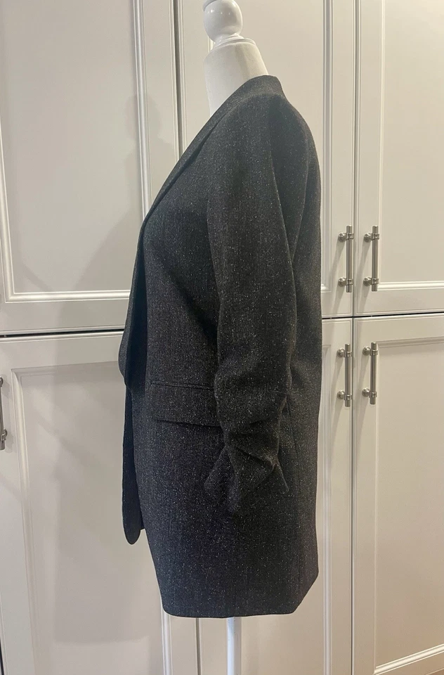 Blazer Giani Bini Para Mujer Mangas Acanaladas Novio Talla 0 Chaqueta Carbón Foto 4 de 4