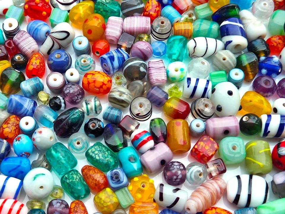 Glasperlen Lampwork Perlen zum auffädeln 500g Fancy Perlenset Schmuckperlen Mix2 - Bild 2 von 4