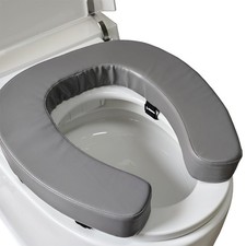 Padded Toilet Seat Cushion 2 Inch Foam Waterproof PU Fabric Grey For Home Use