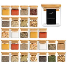 ComSaf 12Pcs Glass Spice Jars with Bamboo Lid 4oz - 16Pcs Glass Spice Jars wi...