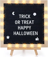 LED Light-Up Changeable Felt Letter Board with 450 Letters & Wood Stand