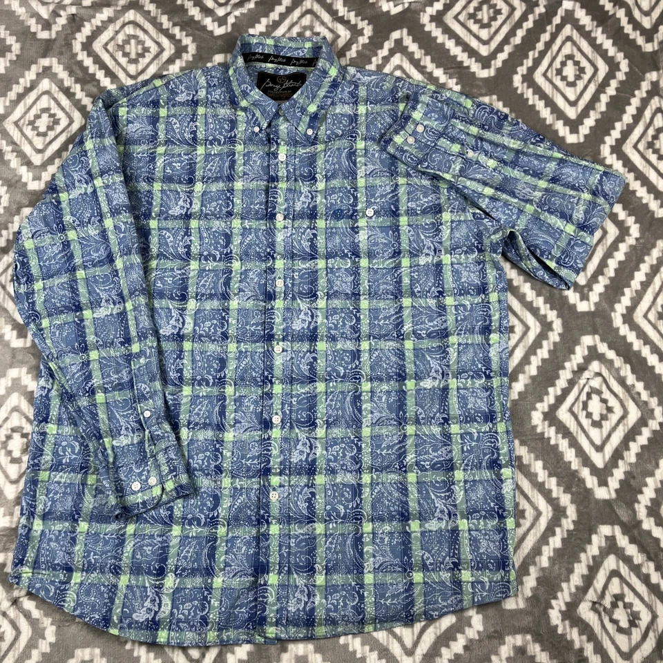 Camisa Wrangler George Strait Para Hombres XL Cuadros/Botón Paisley Botón Occidental Informal Foto 2 de 4