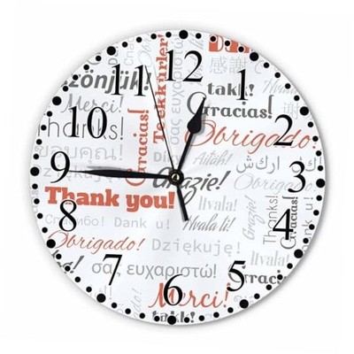 Thank You in Different Languages Words Wall Clock Clock 10 Inch Silent Non 