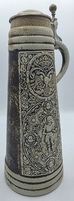 Vintage GERZ West Germany E.K. Carolvs Pewter Lidded Beer Stein