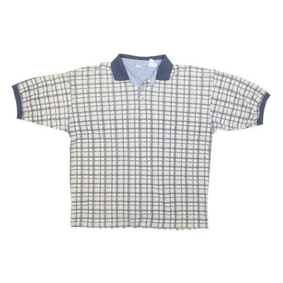 BUGLE BOY Herren Blau Creme Karriert Kurzarm Poloshirt M Baumwollmix