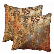 Set of 2 Throw Pillow Covers Brown Rust Colorful Metal 20" x 20" Pack of 2 