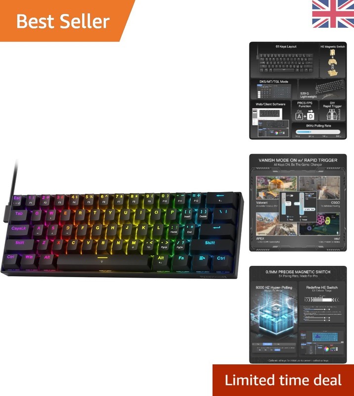 K617 HE 60% Wired Gaming Keyboard with Hall Effect Switch & 8K Hyper-Polling